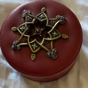 RARE JAY STRONGWATER SCROLL LEATHER CRYSTAL ENAMEL ITALIAN JEWELRY TRINKET BOX